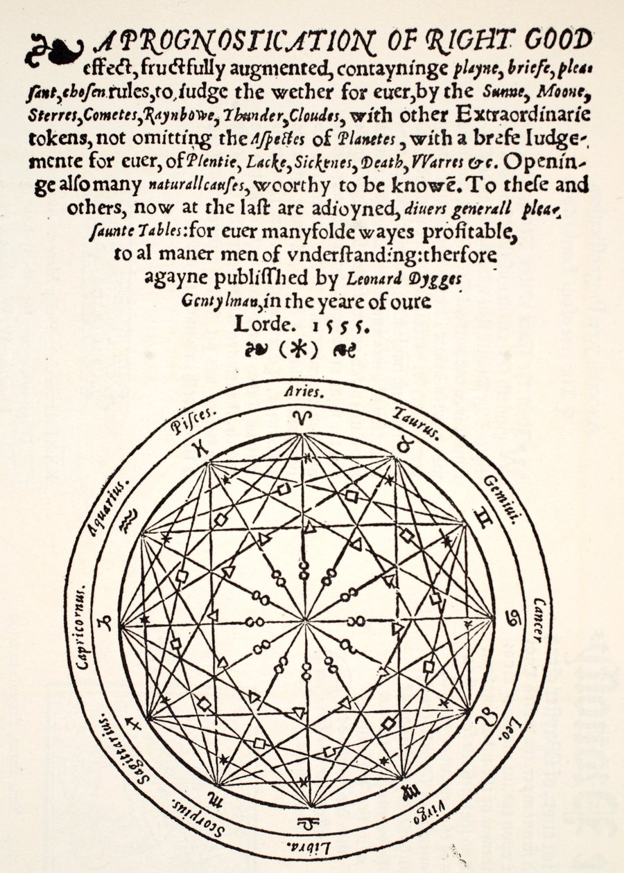 由Leonard Dygges创作的权利预测，由Thomas Gemini，Blacke Friars，伦敦，1555年出版 作者 英语学校