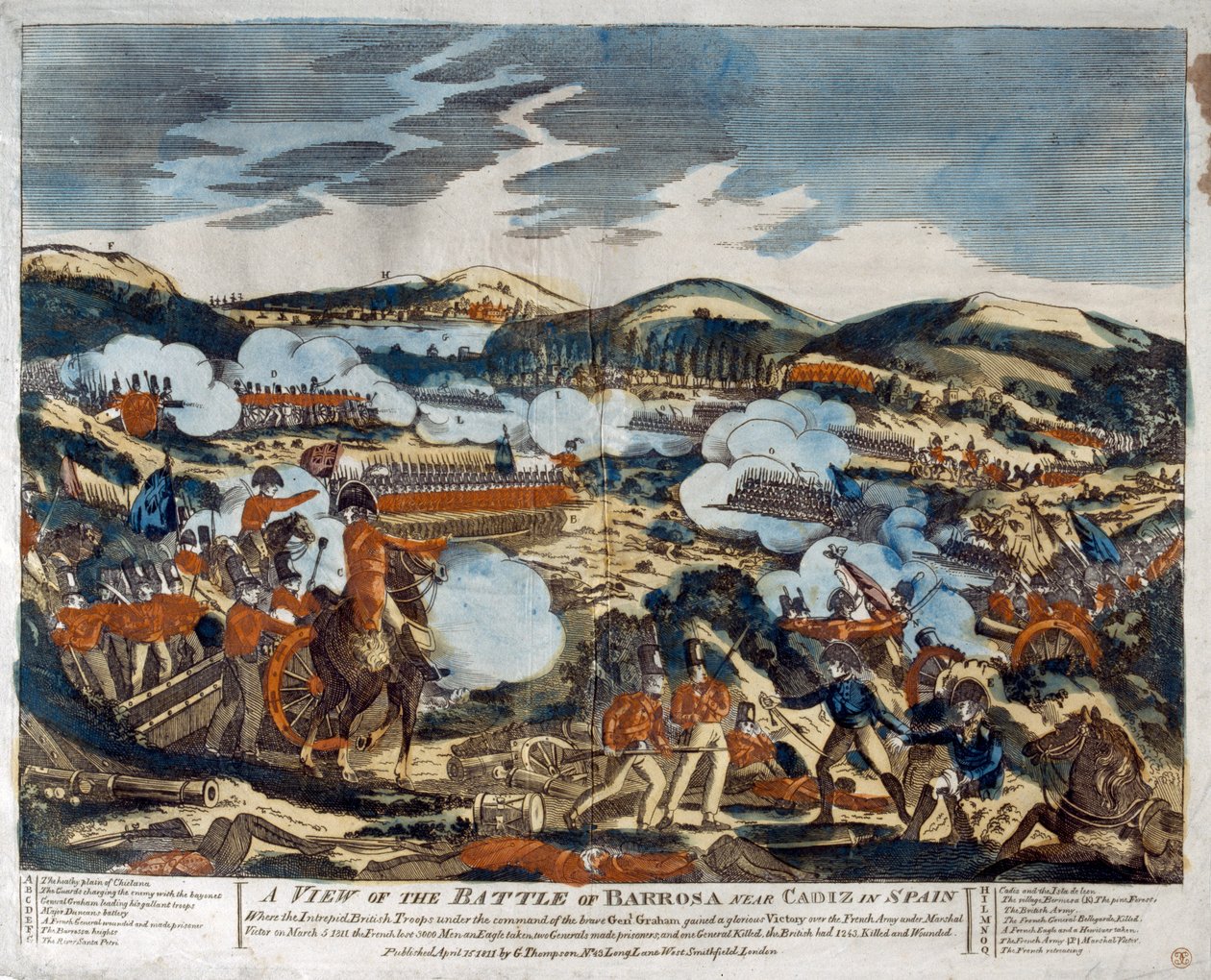 巴罗莎战役的观点，1811年（彩色木刻） 作者 英语学校