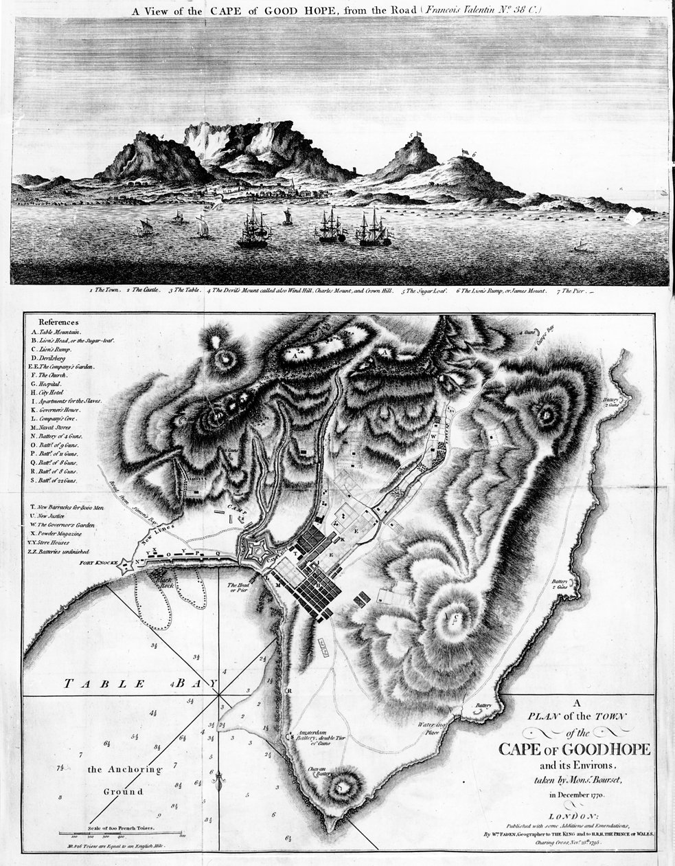 1795年出版的好望角和好望角及其周围城镇规划 作者 英语学校