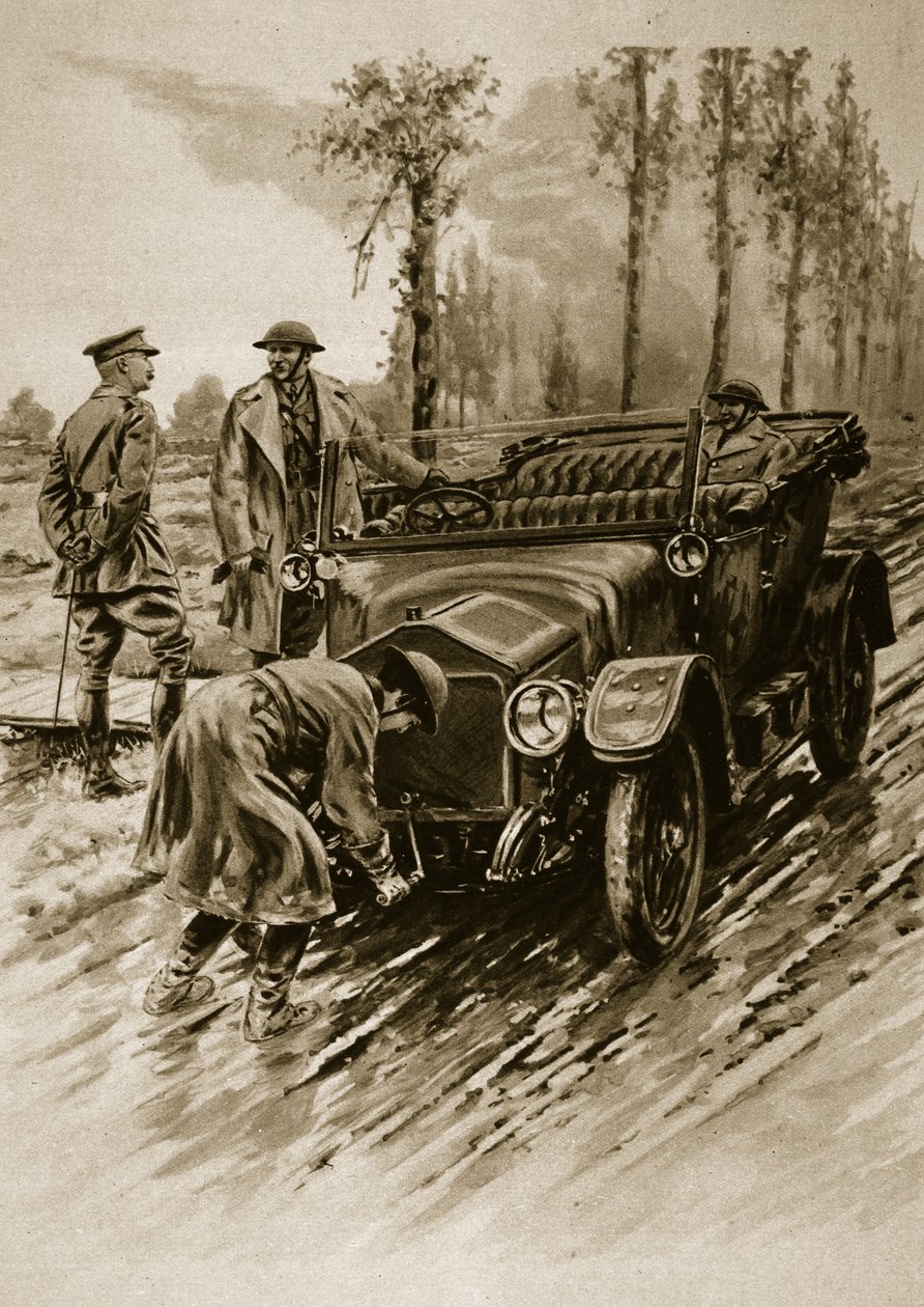 1914年至1919年，女子军队辅助兵团的司机开始驾驶军用车的引擎 作者 英语学校