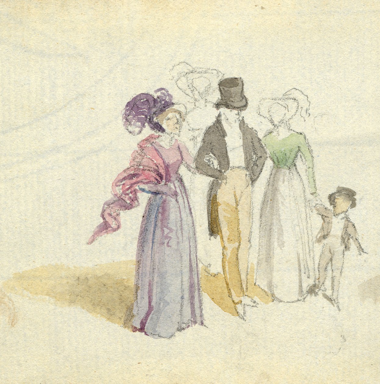 漫步的家庭，1825年（纸上写着） 作者 英语学校