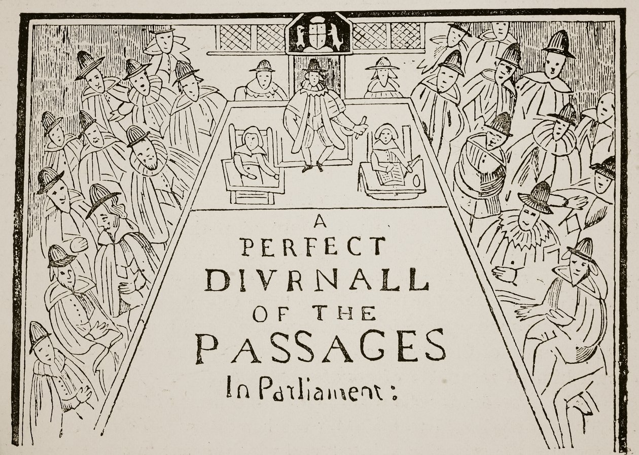 报纸标题，十七世纪，英国国家哈钦森故事的插图，c.1923 作者 英语学校