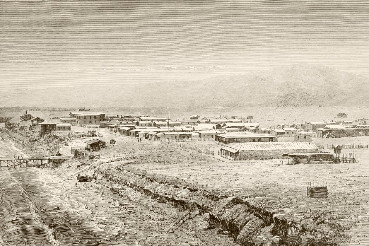 十九世纪智利梅希略内斯的全景（石版画） 作者 英语学校
