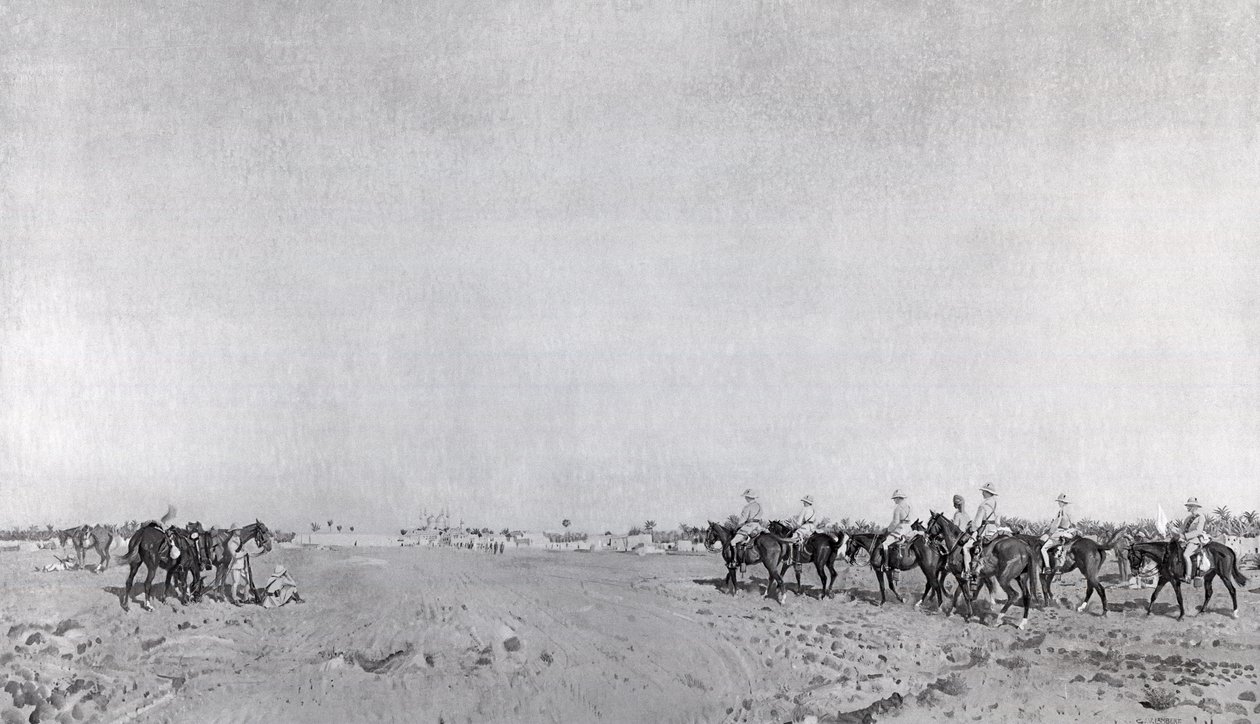 1917年3月11日，第14次轻骑兵与指挥官RW Hewitt中校DSO巡逻，接近土耳其投降，在Kazimain投降，于1918年出版（photolitho） 作者 英语学校