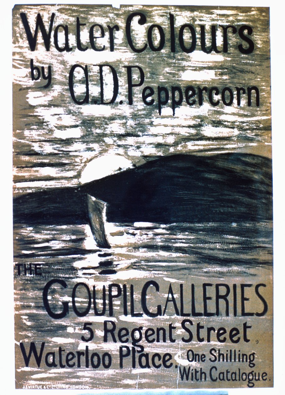 在Goupil画廊宣布AD Pepercorns水彩画的海报 作者 英语学校