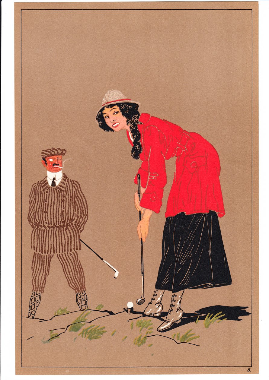 1920年左右，两个高尔夫球手以喜剧和幽默的姿势出现的照片 作者 英语学校