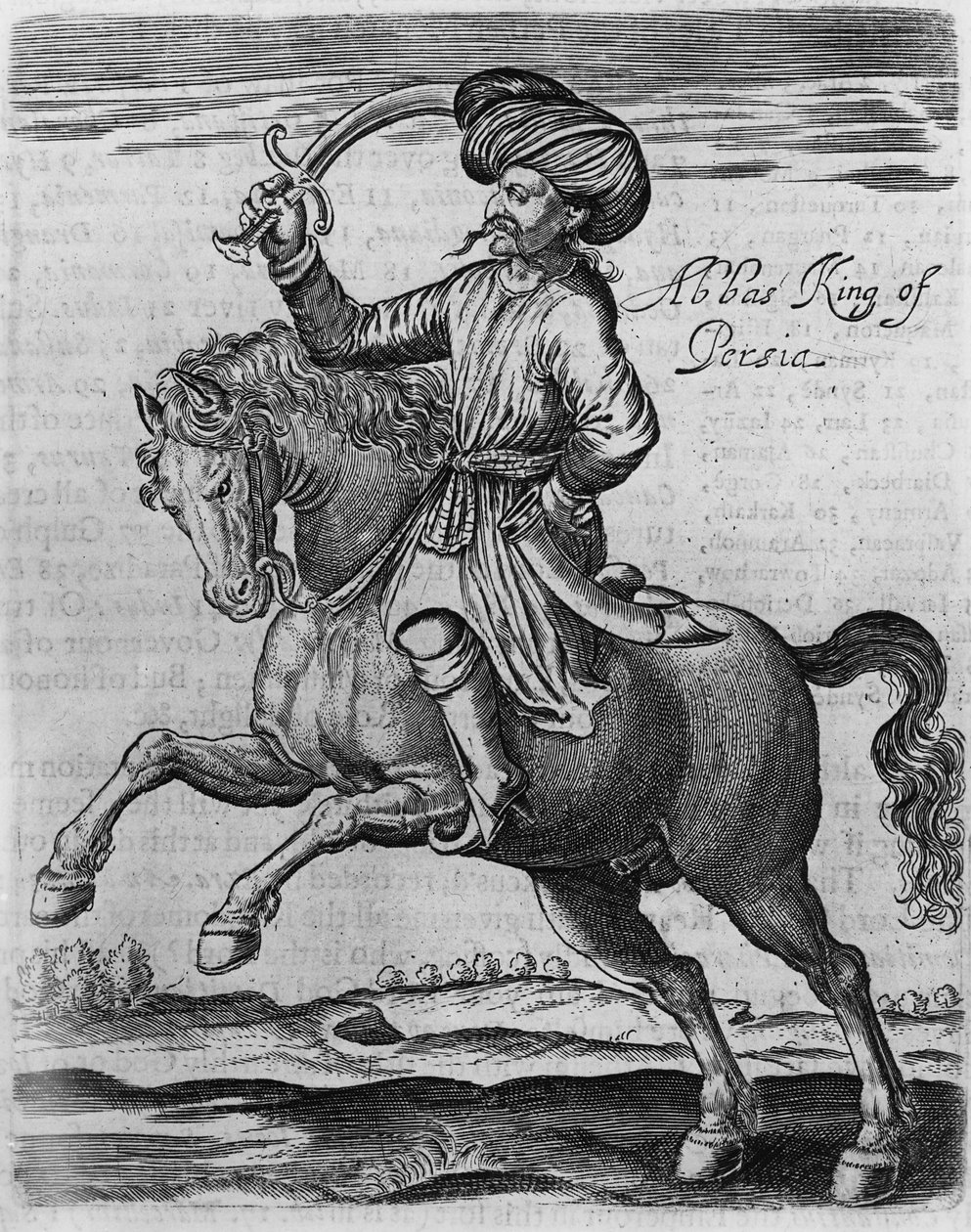 波斯的阿巴斯国王，由托马斯·赫伯特爵士（Sir Thomas Herbert）于1634年（雕刻）的“几年前往非洲和亚洲旅行”的插图 作者 英语学校