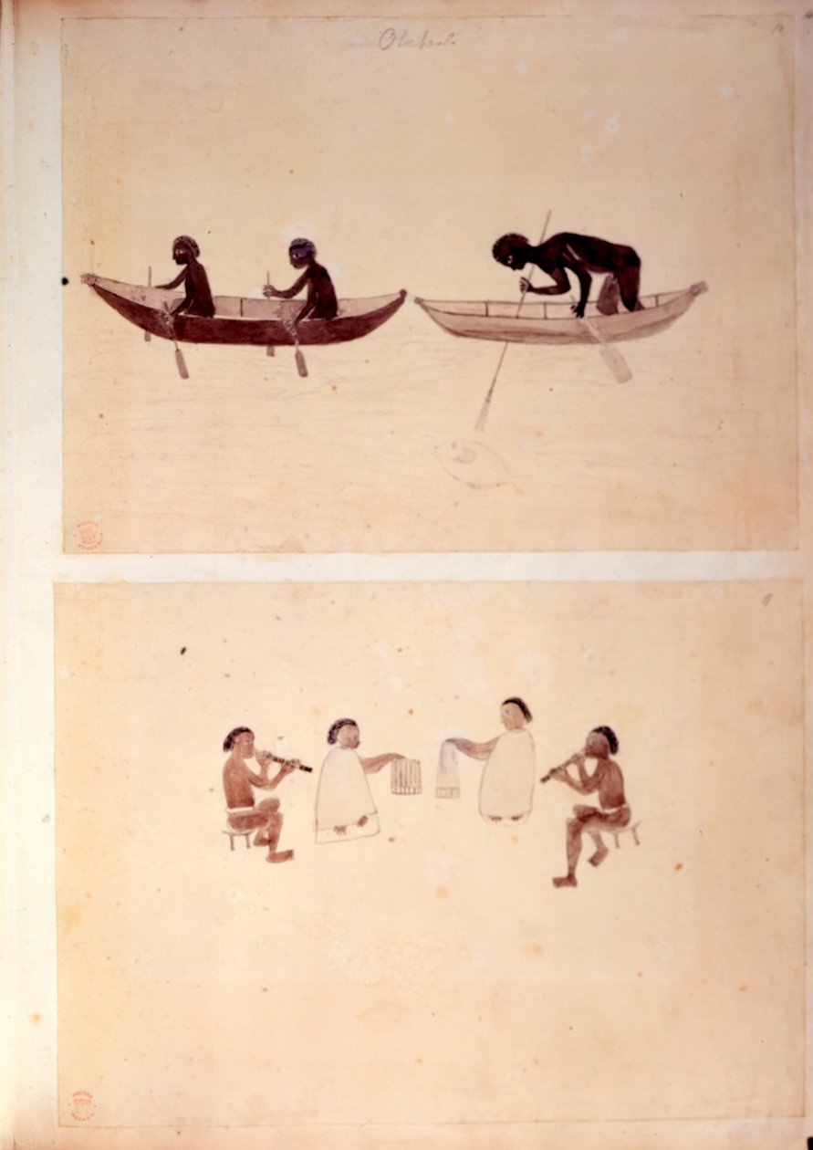 Add.15508 fol.10 原住民捕鱼，选自 "库克船长第一次航海的图画说明 作者 英语学校