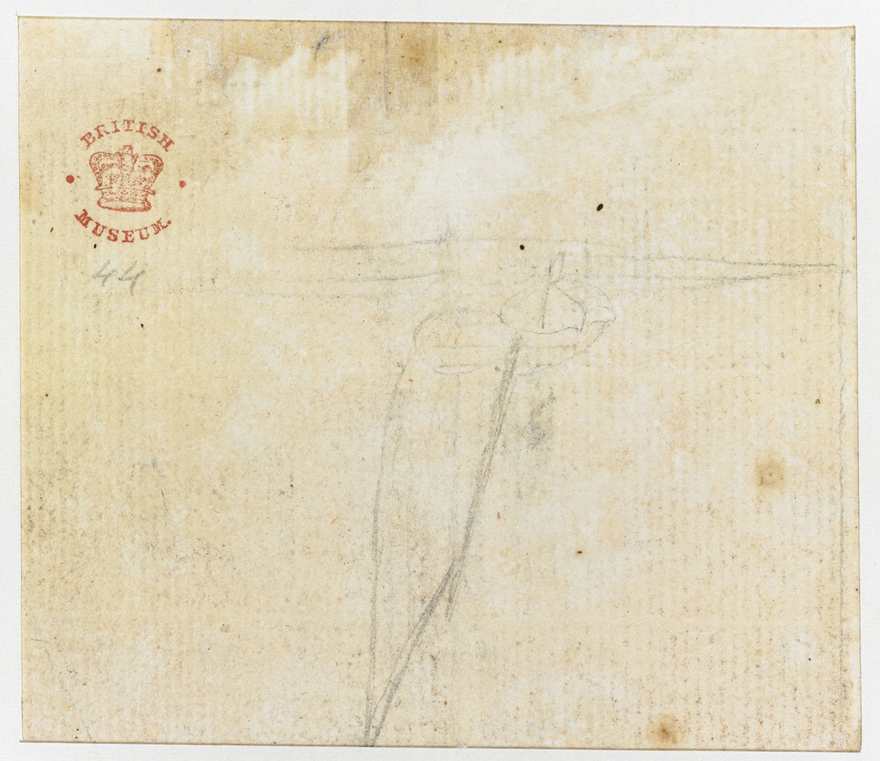 Add.15508，f.44v，一幅素描，选自 "印度墨水绘图，说明库克船长的第一次航行"。 作者 英语学校
