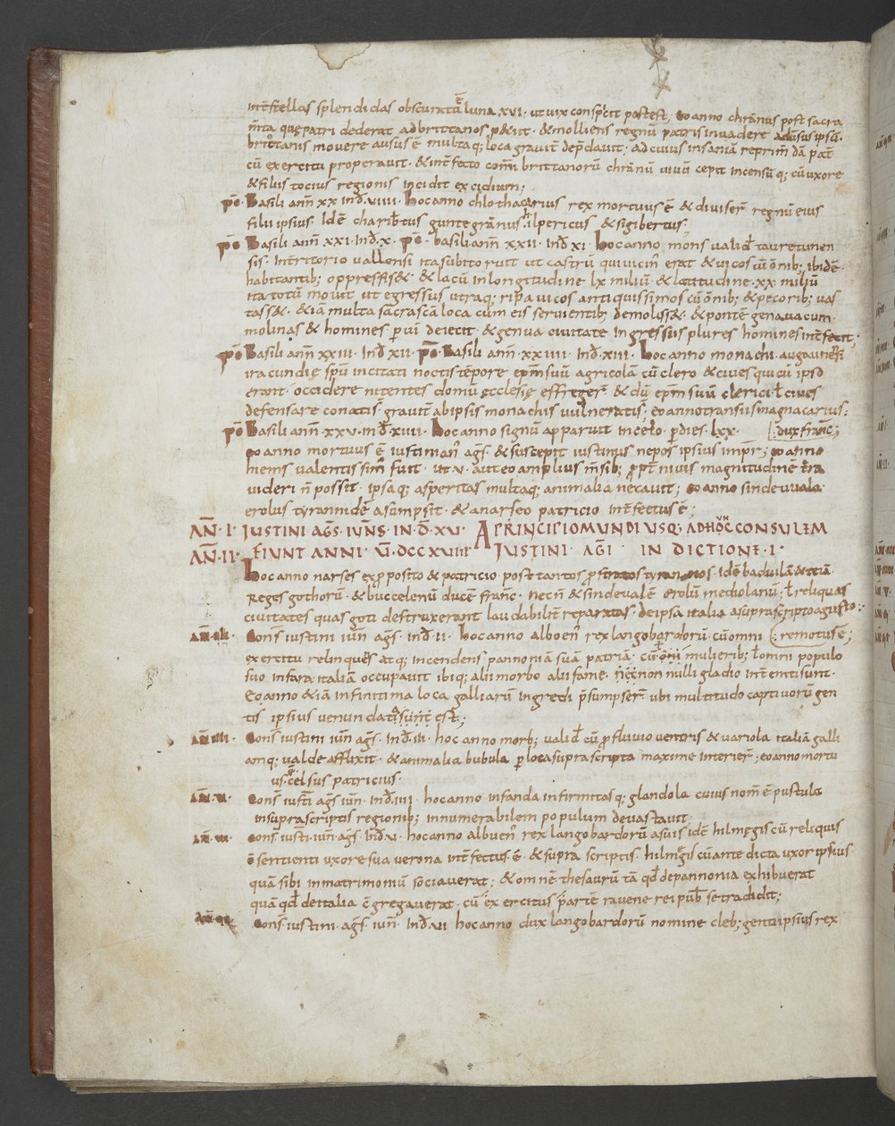 Add MS 16974 f.112v Eusebius of Caesarea, Chronicon, with additions from St Jerome, Prosper of Aquitaine, Marius of Avenches, and an anonymous author (vellum) 凯撒利亚的尤西比乌斯，Chronicon，以及圣杰罗姆、阿基坦的普罗斯佩尔、阿文切的马利乌斯和一位匿名作者的增补（牛皮纸 作者 英语学校