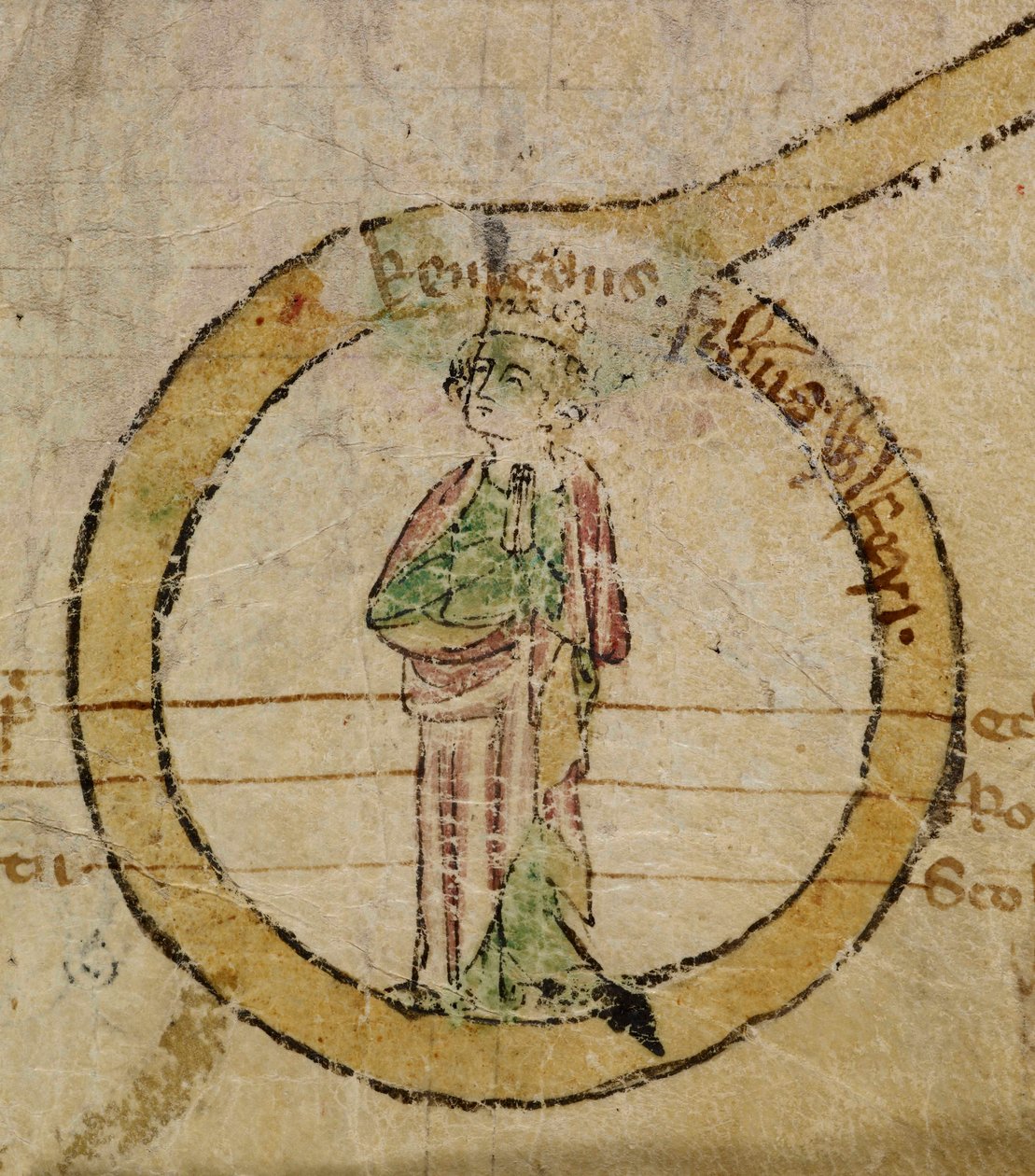 添加 MS 47170 EGMONT PAPERS。CCLI卷。CCLI。"[C]ronica rotulata Latine et Gallice conscripta cum regibus Anglie ex utraque parte depicta fratris Walteri de Witteliseye monachi mon[a]sterii de Burgo Sancti Petri.Anime cuius propicietur Deus.阿门"：......"，约 1321 年-。 作者 英语学校