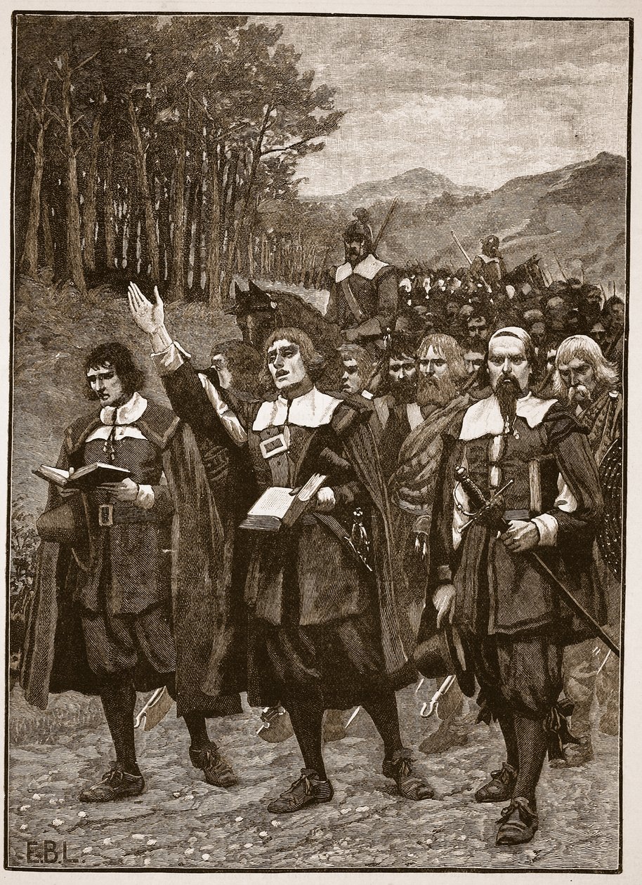 跨越边界进入英国的Covenanters的进展，来自卡塞尔斯画报英国历史的插图（棕褐色照片） 作者 英语学校