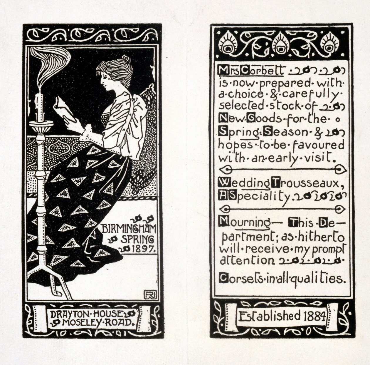 1897年，伯明翰Drayton House的Corbett夫人的广告 作者 英语学校