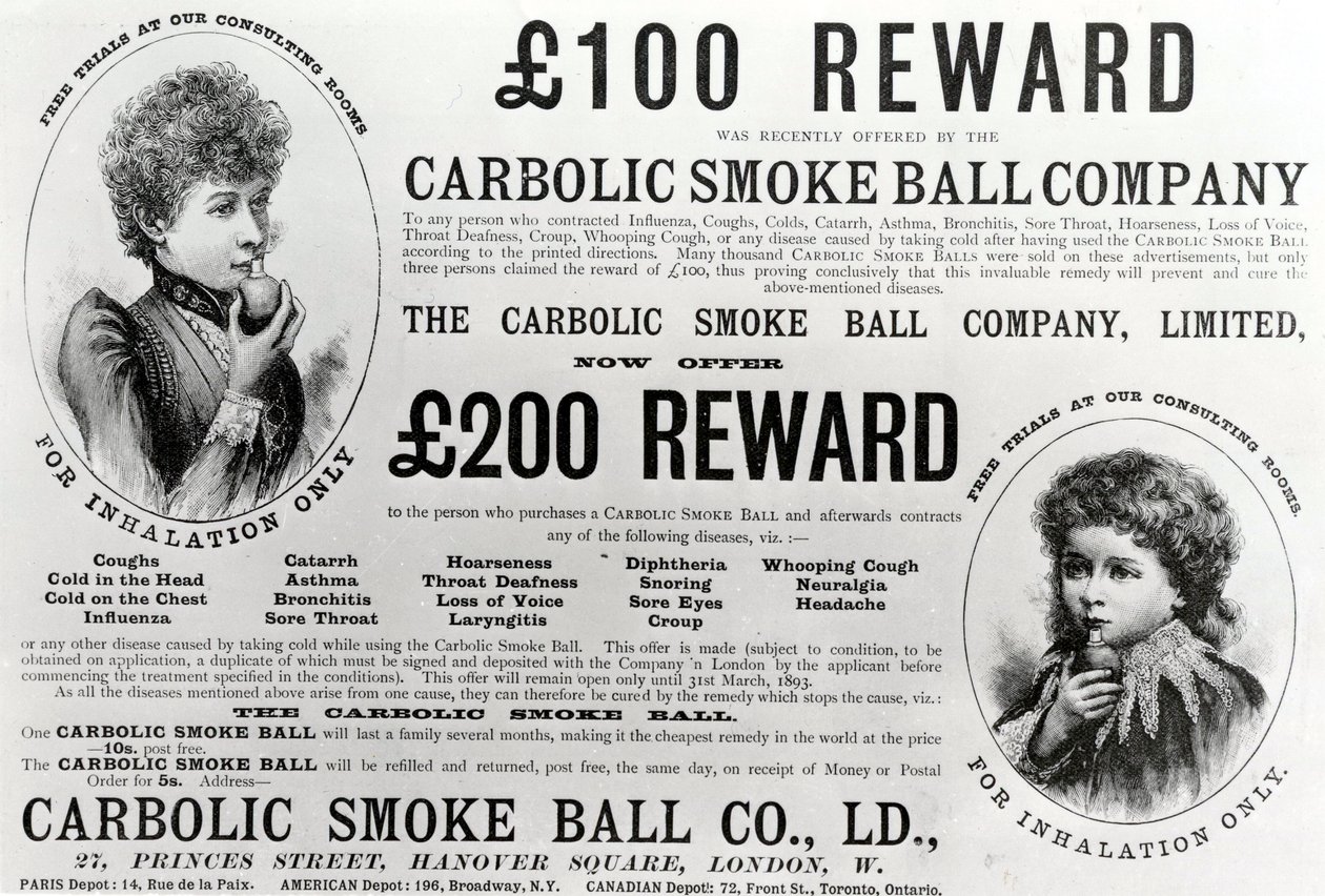 1893年Carbolic Smoke Ball Company的广告 作者 英语学校