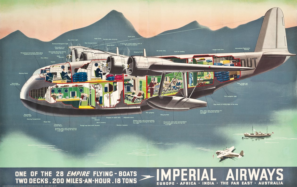 1937年，帝国航空公司“飞船”广告海报 作者 英语学校