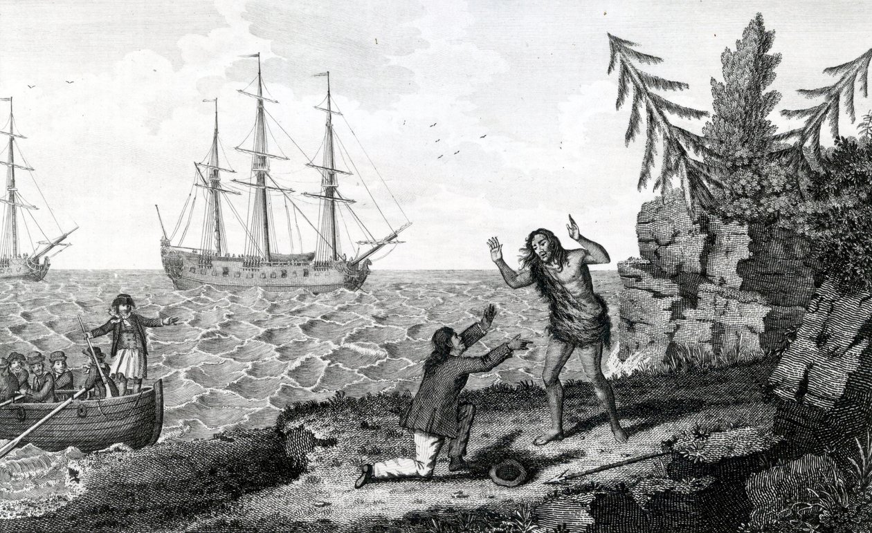 影响两名Mokito男子的采访，插图取自Moores Voyages and Travels，1778 作者 英语学校