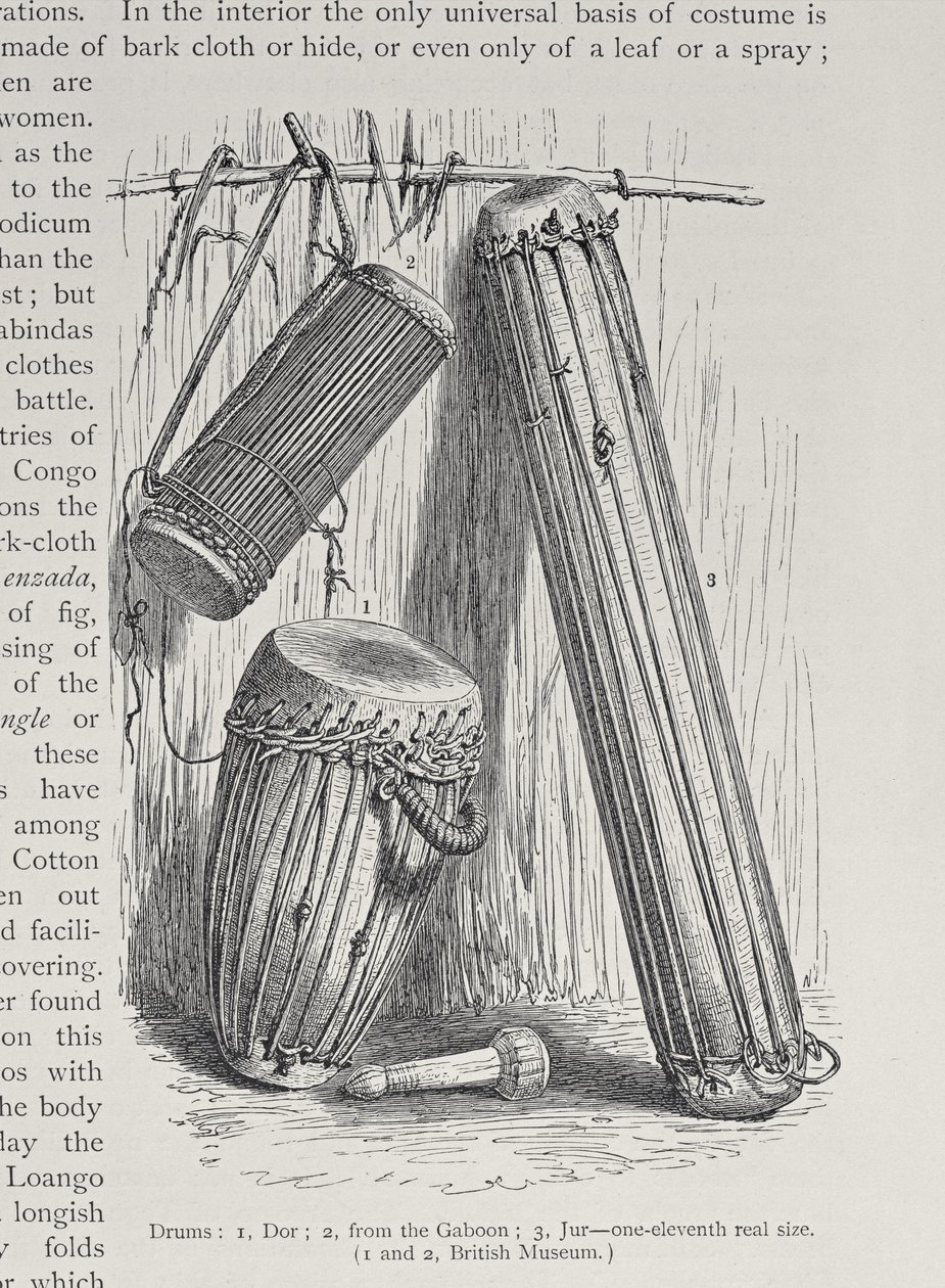 非洲鼓，来自&39;人类的历史&39;，第三卷，由Friedrich Ratzel教授，1898年 作者 英语学校