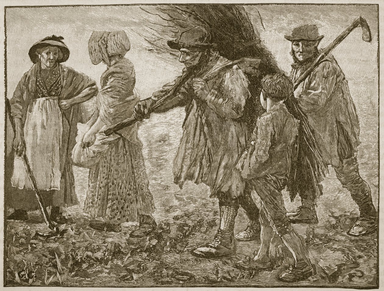 第一次改革议会时的农业劳动者，插图来自卡塞尔斯画报英国历史（棕褐色照片） 作者 英语学校