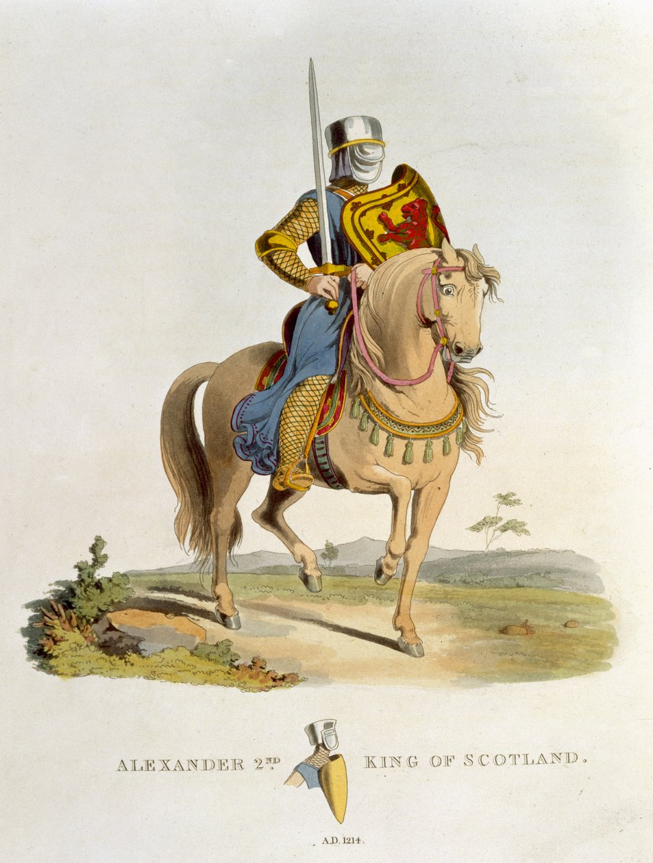 苏格兰国王亚历山大二世（1198-1249）1214年，来自Ancient Armour by Samuel Rush Meyrick，1824 作者 英语学校