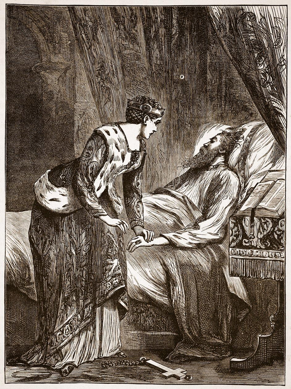 艾丽斯·佩雷斯在爱德华三世临终前，插图来自卡塞尔斯画报英国历史（棕褐色照片） 作者 英语学校