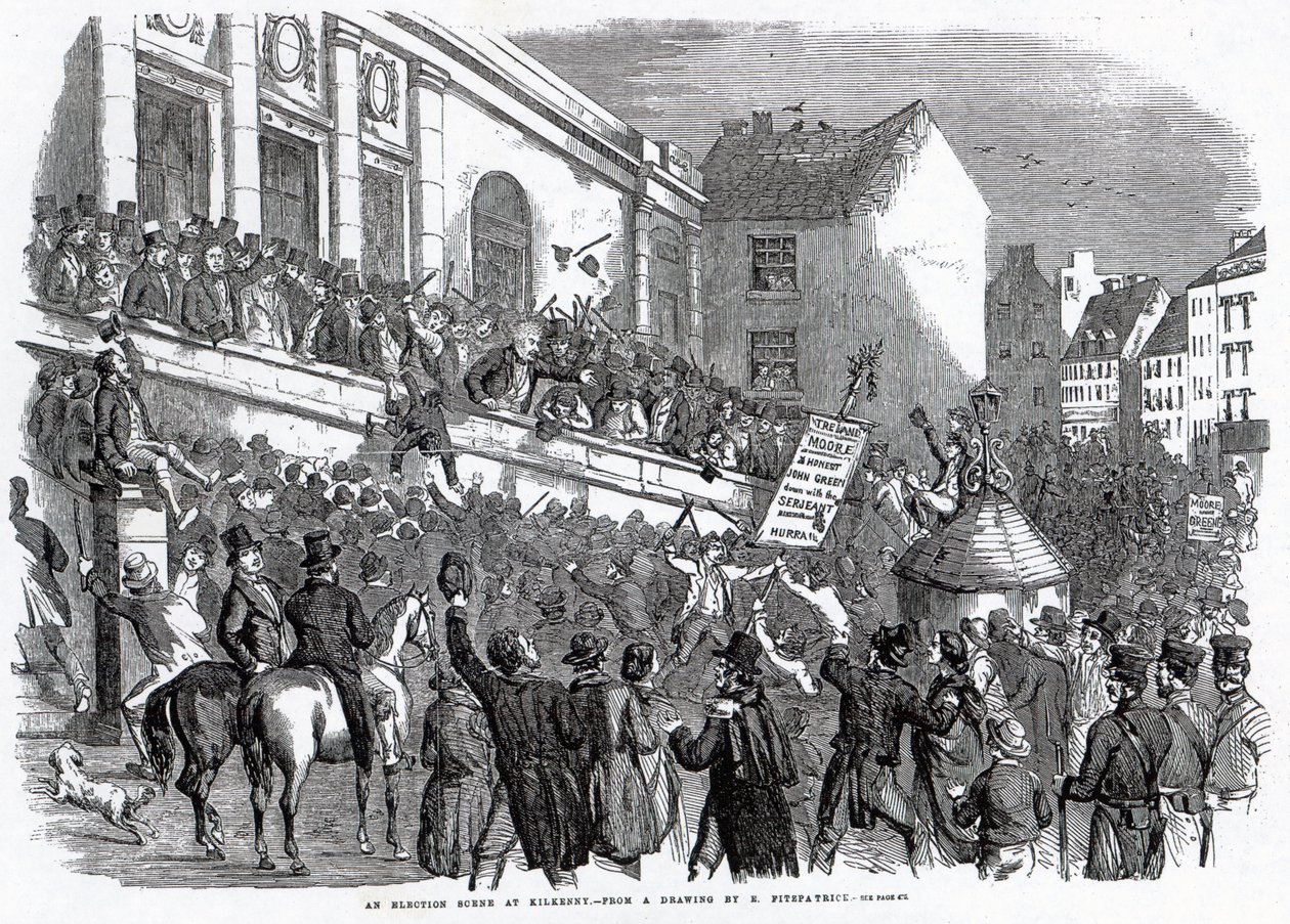 基尔肯尼的一个选举场景，来自&39;The Illustrated London News&39;的插图，1859年5月14日 作者 英语学校