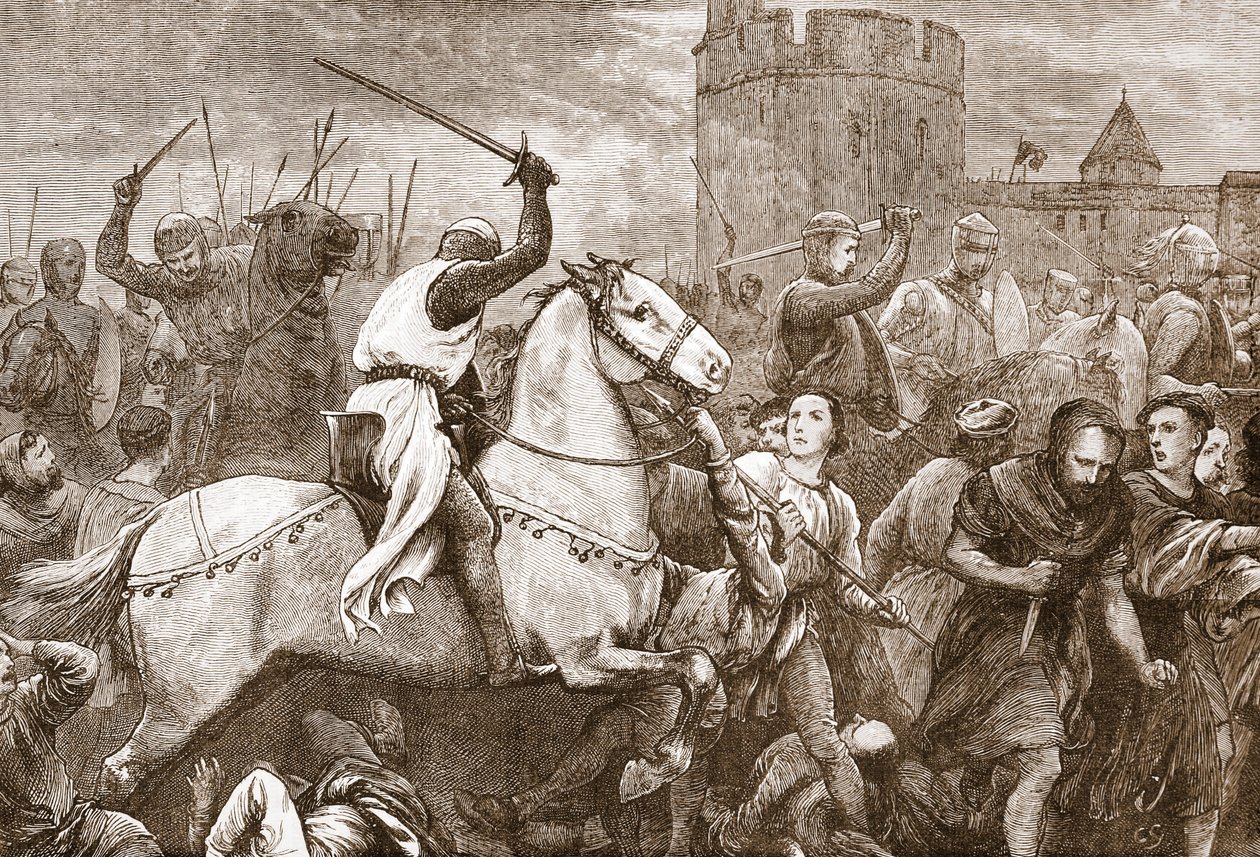 早期教皇对瓦尔登派的十字军东征，插图选自 James Aitken Wylie（1808-1890 年）所著的《新教史》，1878 年出版（版画）。1878 年出版（雕刻） 作者 英语学校
