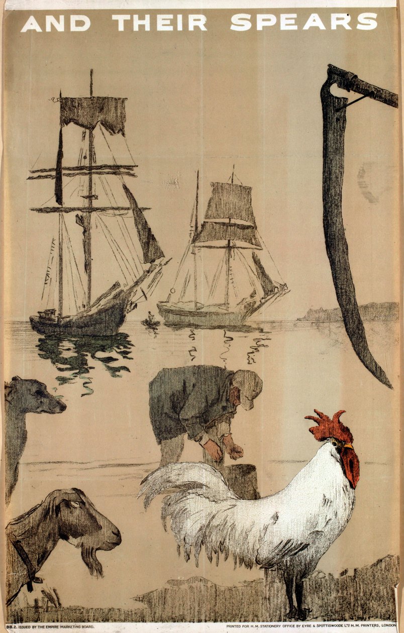 和他们的长矛，选自 "帝国为和平而战 "系列（彩色石版画） 作者 英语学校