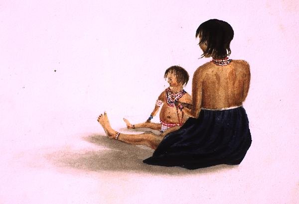 阿拉瓦卡印第安人和孩子-德梅拉拉（纸上水彩画 作者 英语学校