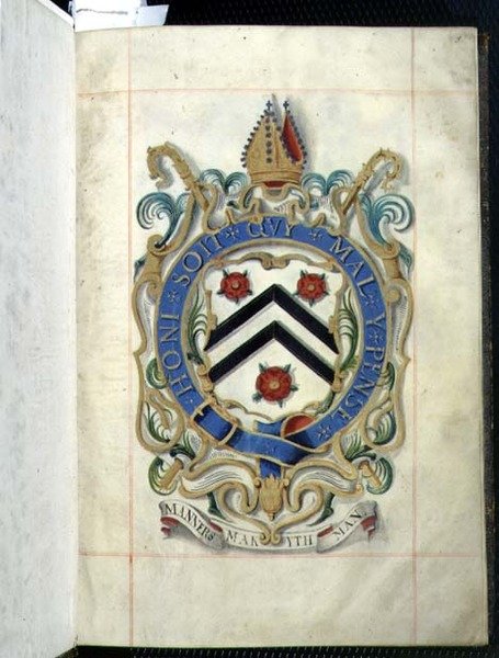 档案 3693 fol.1 牛津大学新学院捐赠书中的纹章 作者 英语学校