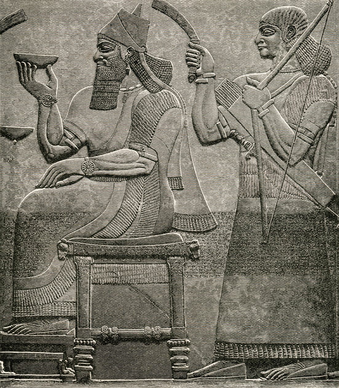 Ashur-nasir-pal II，来自大英博物馆的浅浮雕，来自GT Bettany的The Worlds Inhabitants，1888年出版 作者 英语学校