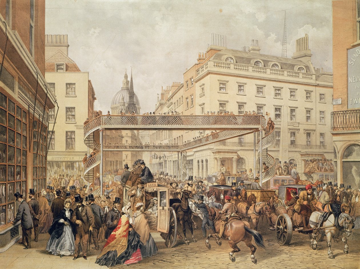 在Ludgate Hill的底部，伦敦，酒吧。并且由Kell Brothers，1860年代印制 作者 英语学校