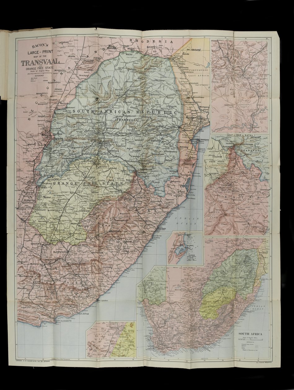 Bacon’s Large-Scale Map of the Transvaal Orange Free State and Natal with extension south to Port Elizabeth, South Africa 作者 英语学校