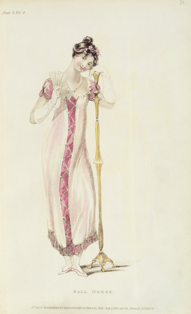 舞会礼服，时装板块来自Ackermanns Repository of Arts 作者 英语学校
