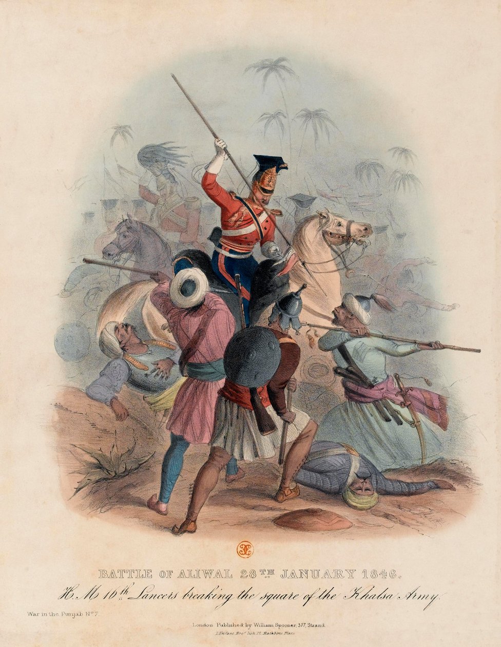 阿里瓦勒战役，1846 年 1 月 28 日（彩色石版画） 作者 英语学校
