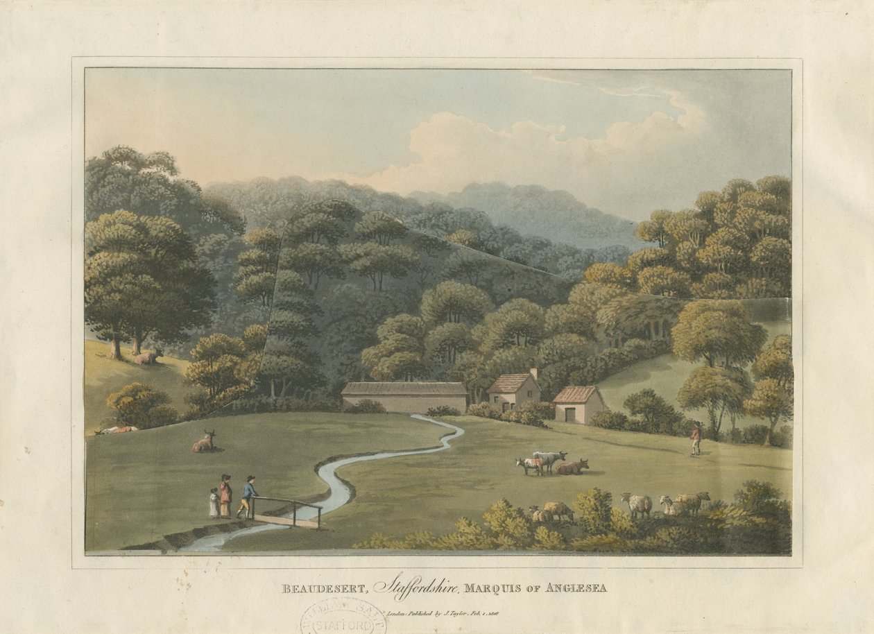 Beaudesert公园：1816年有色浅绿色雕刻 作者 英语学校