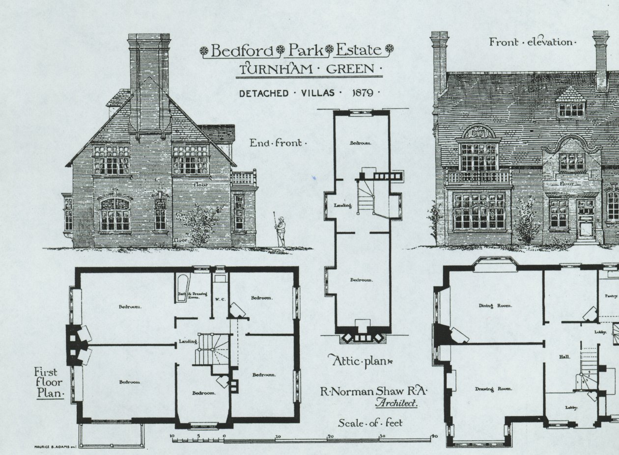 贝德福德公园庄园，Turnham Green，来自The Building News，1879 作者 英语学校