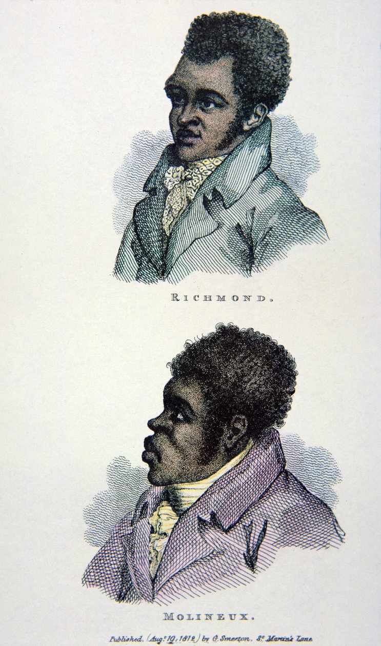 比尔-里士满和汤姆-莫利纽克斯，1812年出版的印刷品（彩色平印）。 作者 英语学校