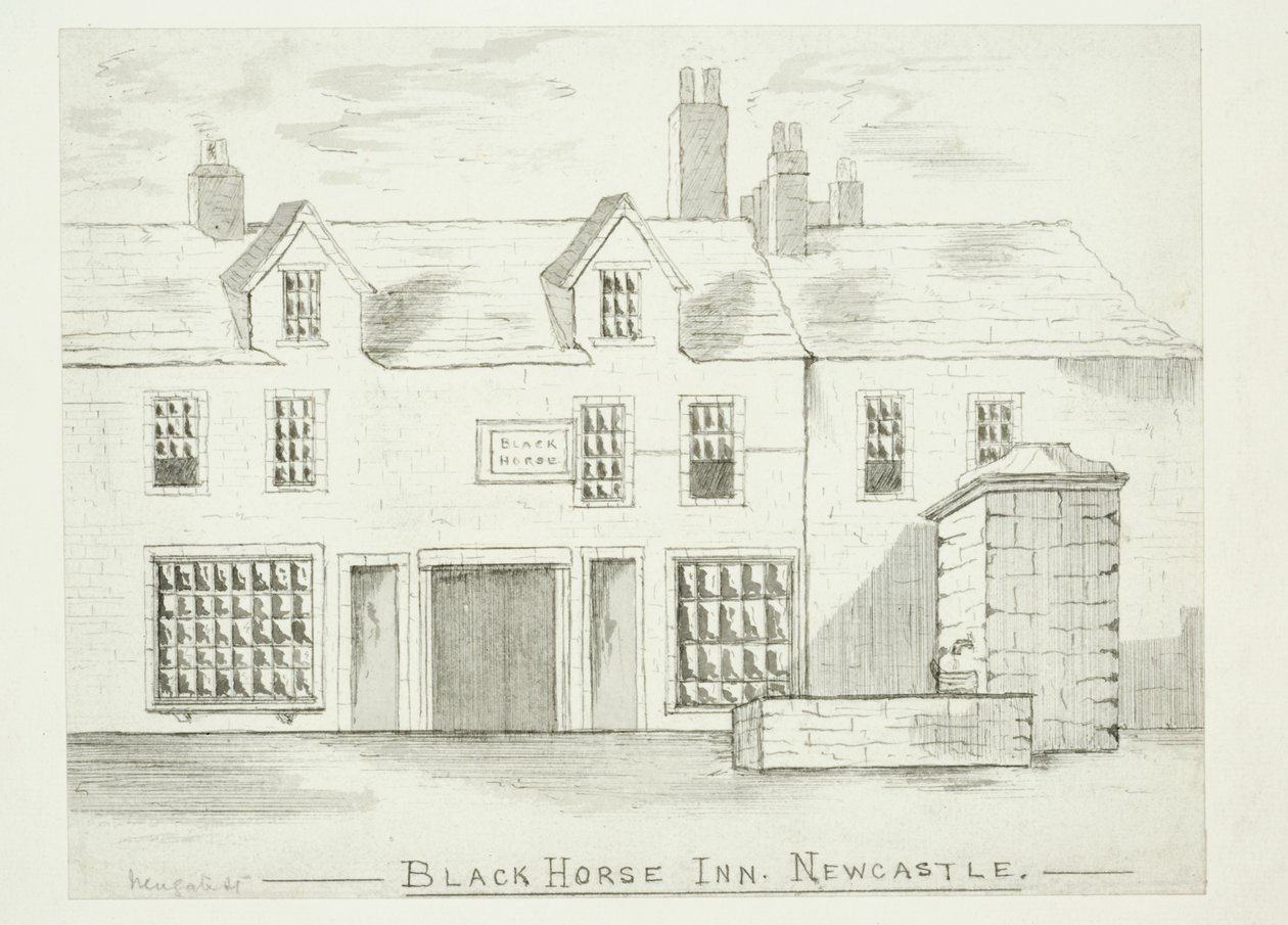 Black Horse Inn，泰恩河畔纽卡斯尔（水墨（水洗）和纸上笔墨） 作者 英语学校