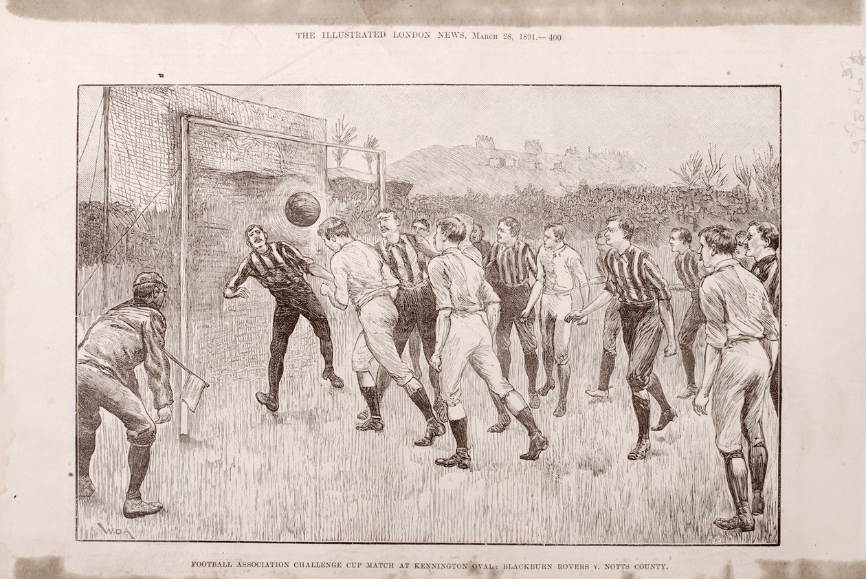 肯辛顿椭圆形的布莱克本流浪者与诺丁汉郡，来自The Illustrated Sporting and Dramatic News，1891年3月23日 作者 英语学校
