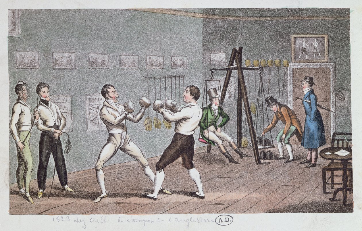 英国拳击，1823年（彩色雕刻） 作者 英语学校