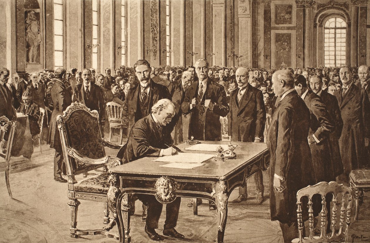 1919年6月28日，英国首相在凡尔赛宫的镜厅与德国签署了“和平条约” 作者 英语学校