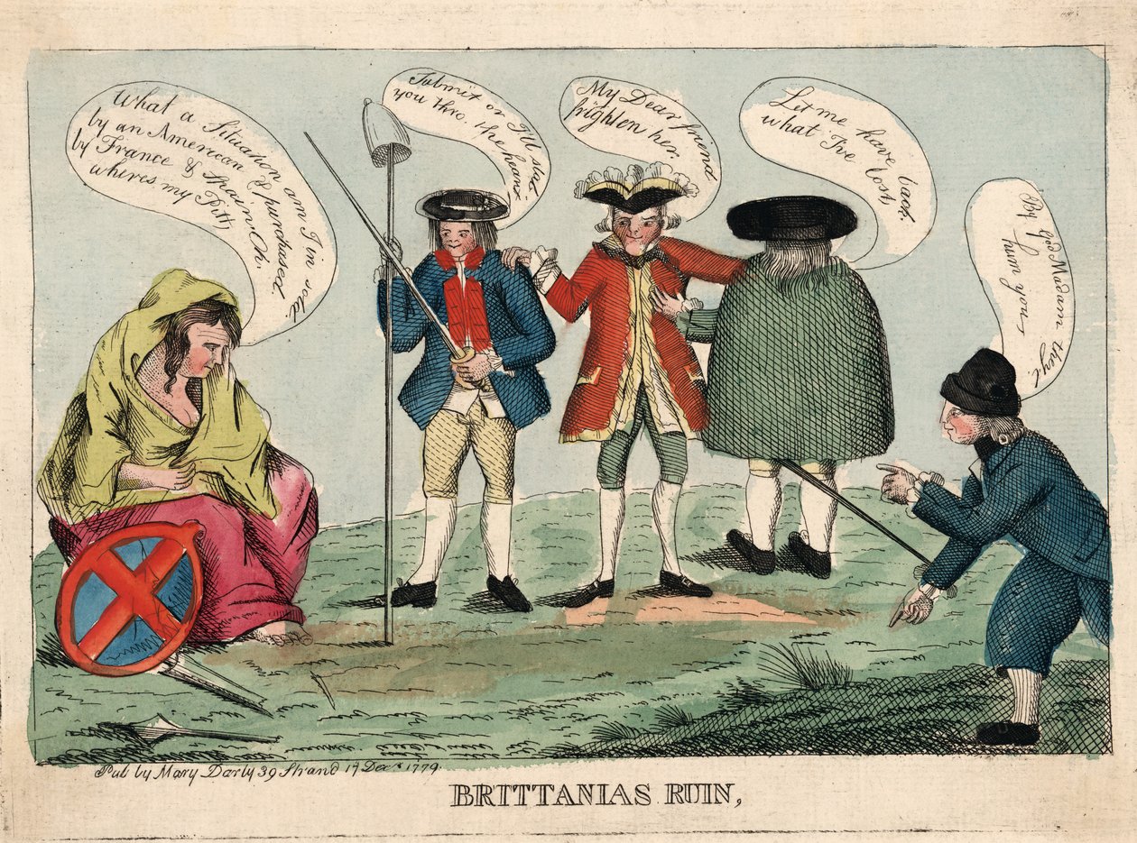 不列颠尼亚的废墟，酒吧。 1779（手工彩色雕刻） 作者 英语学校