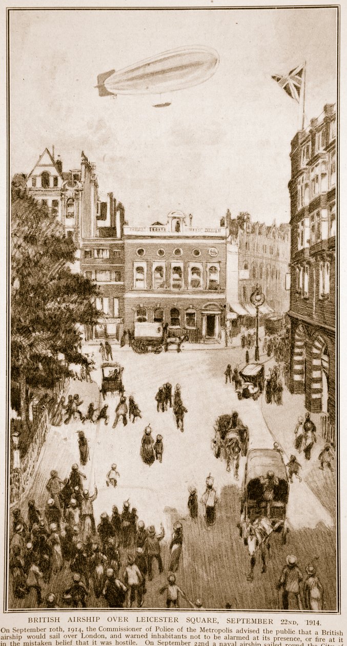 英国飞艇在莱斯特广场，1914年9月22日，1914-19 作者 英语学校