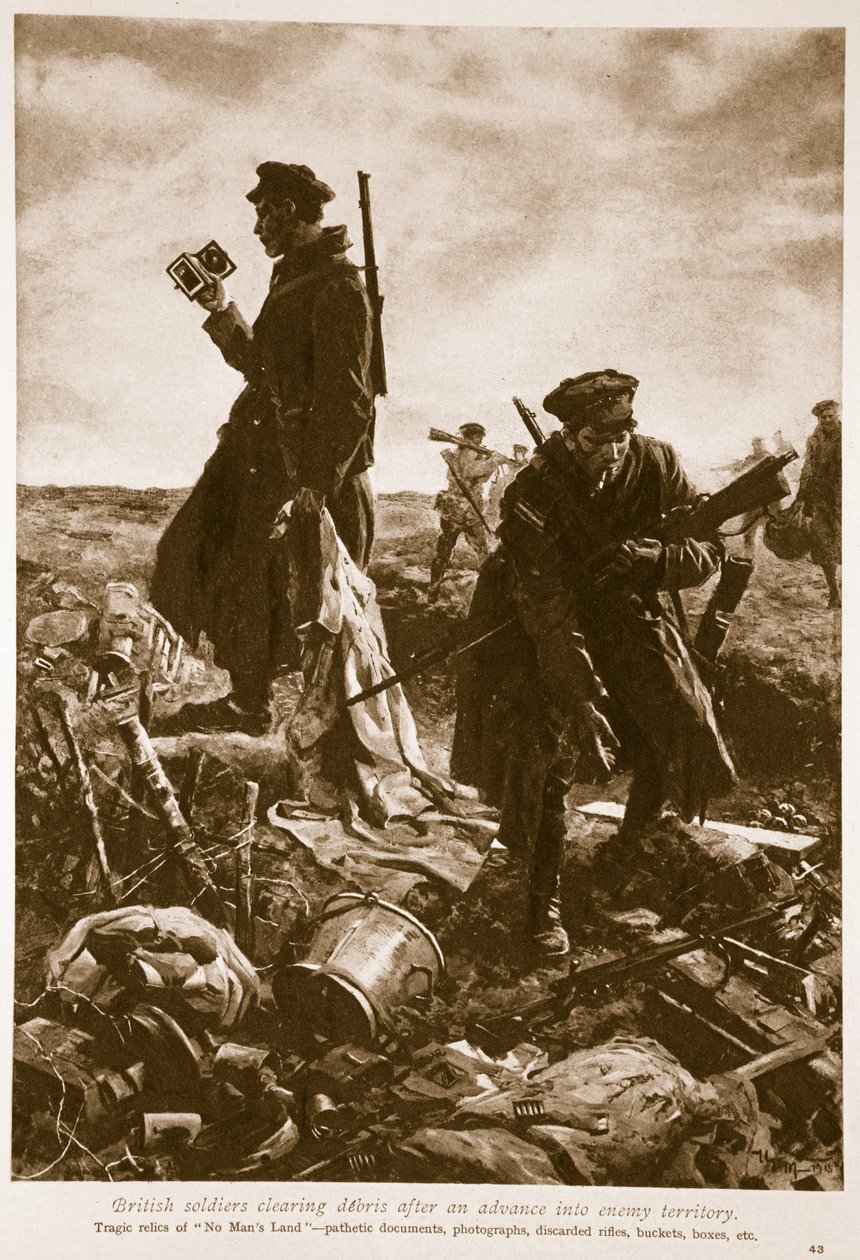 英国士兵在进入敌方领土后清除碎片，1914-19 作者 英语学校