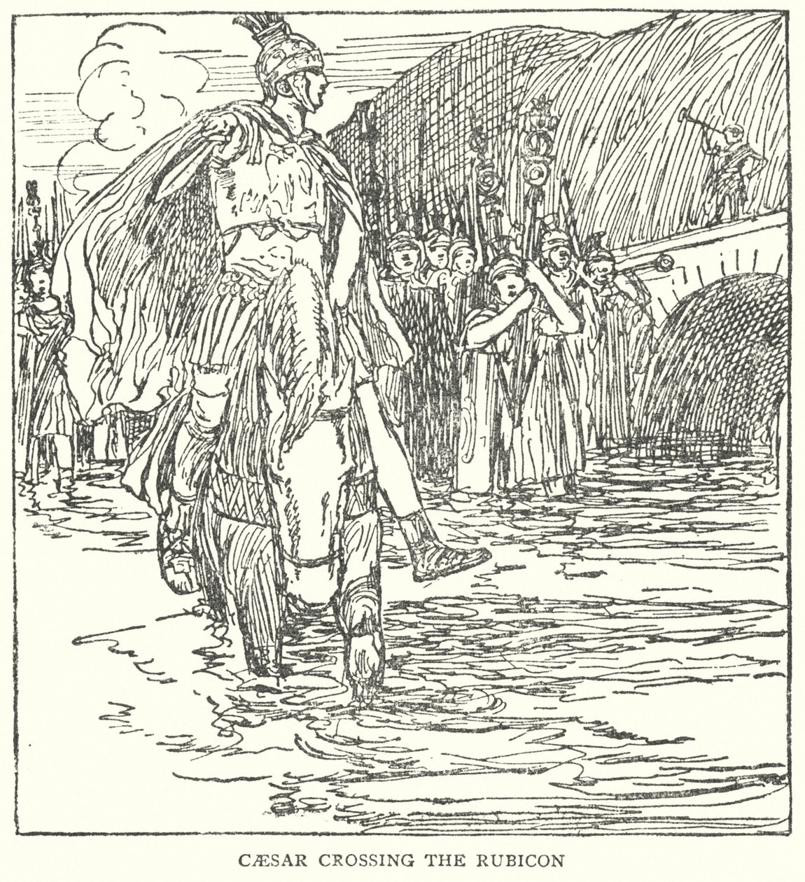 凯撒跨过卢比孔河（石版画） 作者 英语学校