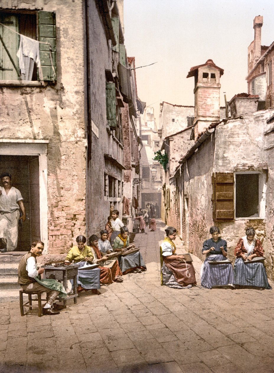 威尼斯圣马蒂诺的Calle dell Angelo（手工彩色照片） 作者 英语学校