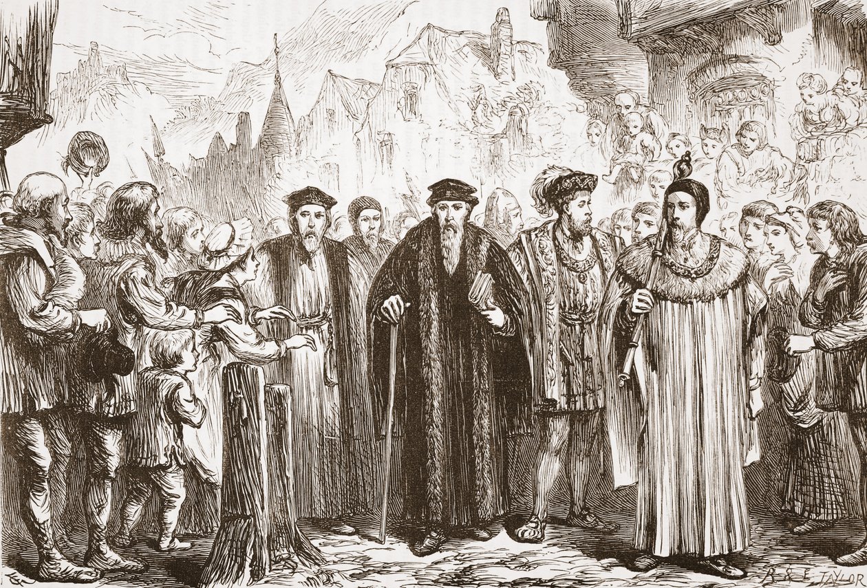 加尔文重新进入日内瓦，詹姆斯·艾特肯·威利（James Aitken Wylie，1808-1890），酒吧的“新教历史”（The History of Protestantism）。 1878年 作者 英语学校