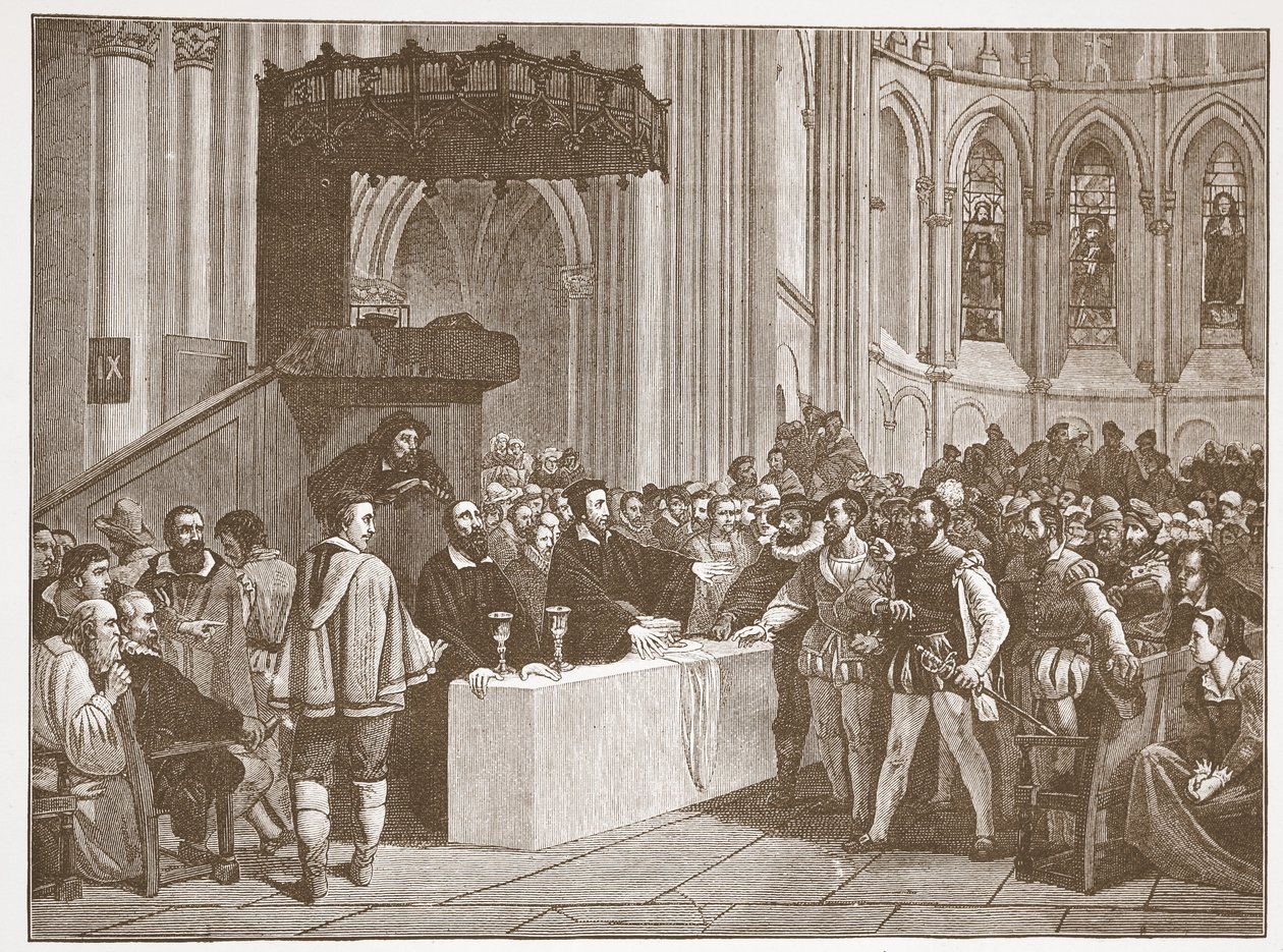 卡尔文在日内瓦的圣彼得大教堂里拒绝了Lords Supper给Libertines，例如James Aitken Wylie（1808-1890），酒吧的新教历史。 1878年 作者 英语学校