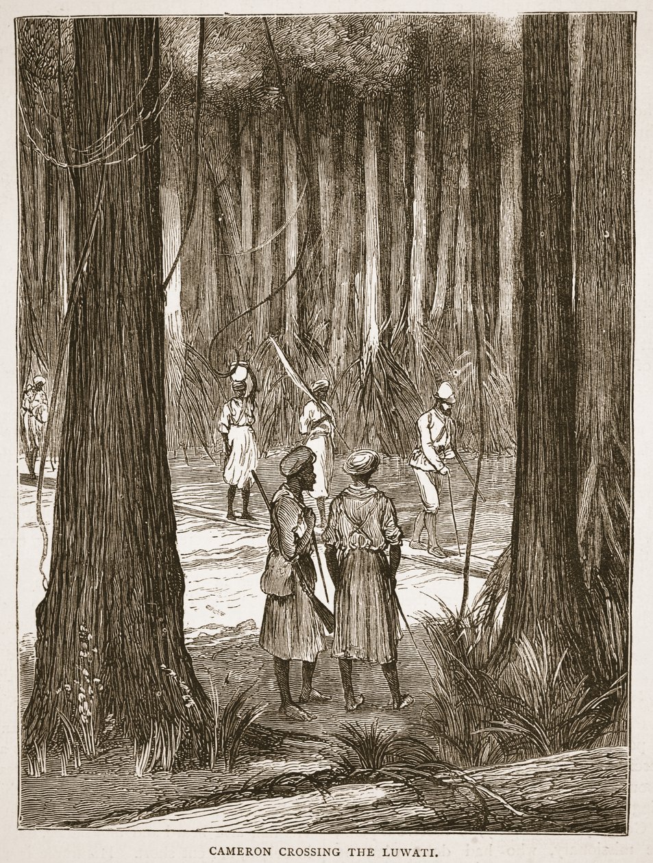 卡梅伦穿越卢瓦蒂，插图来自生活的画报版和David Livingstone的发现，由J. Ewing Richie，酒吧。作者：A。Fullarton＆Co.，1876 作者 英语学校
