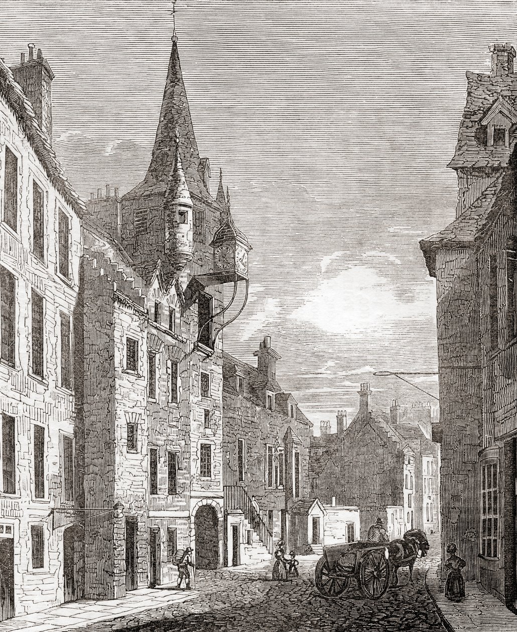 苏格兰爱丁堡 Canongate 监狱，选自《古老的英格兰》：图片博物馆》，1847 年出版。1847 作者 英语学校